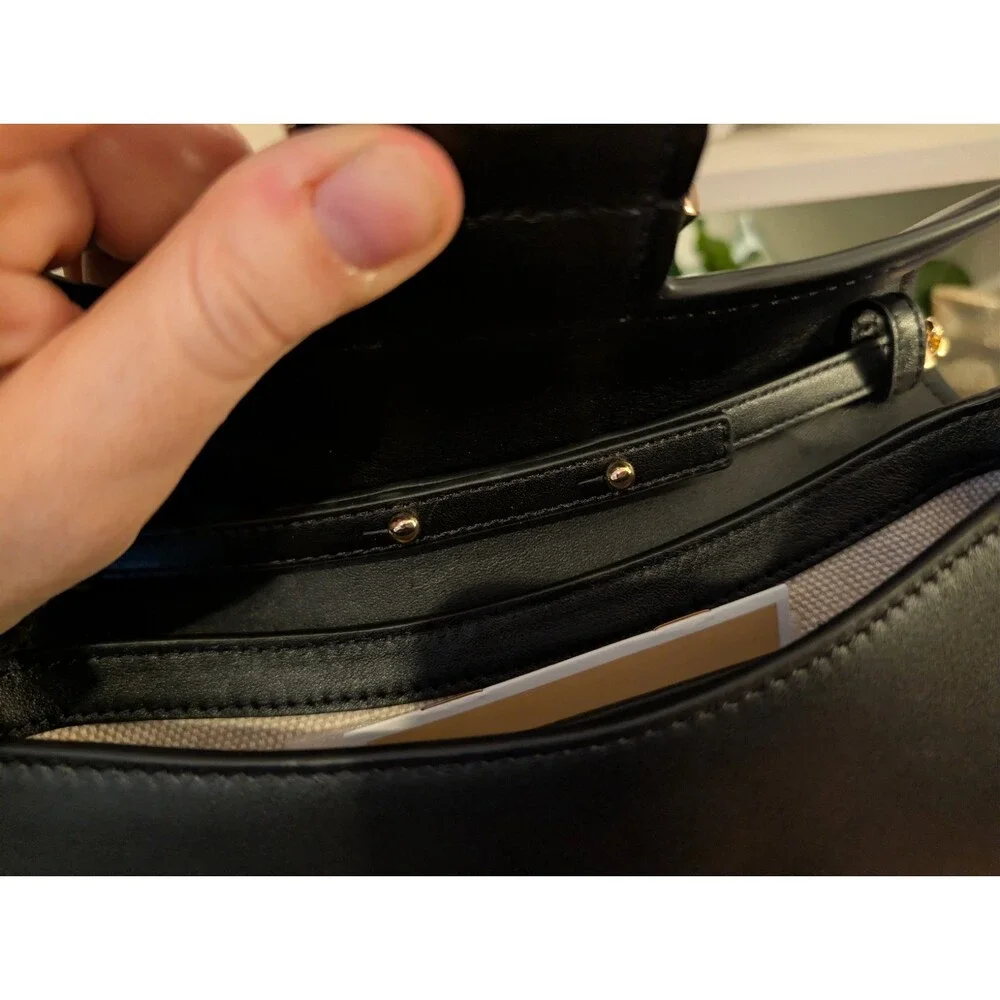 NWT Michael Kors Colby Leather Convertible Clutch Black Gold Hardware